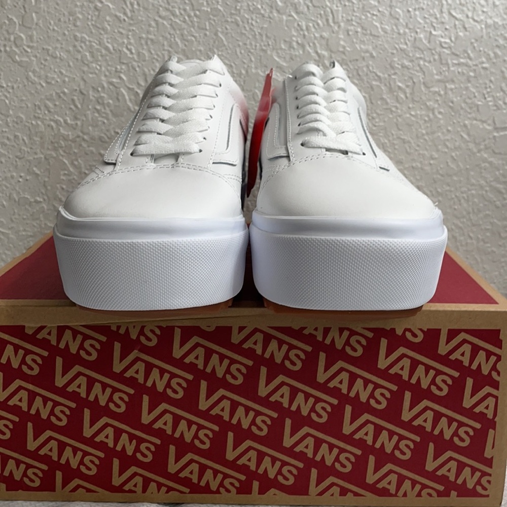 Vans White Platform Old Skool Women's Sneakers - Picture 3 of 11